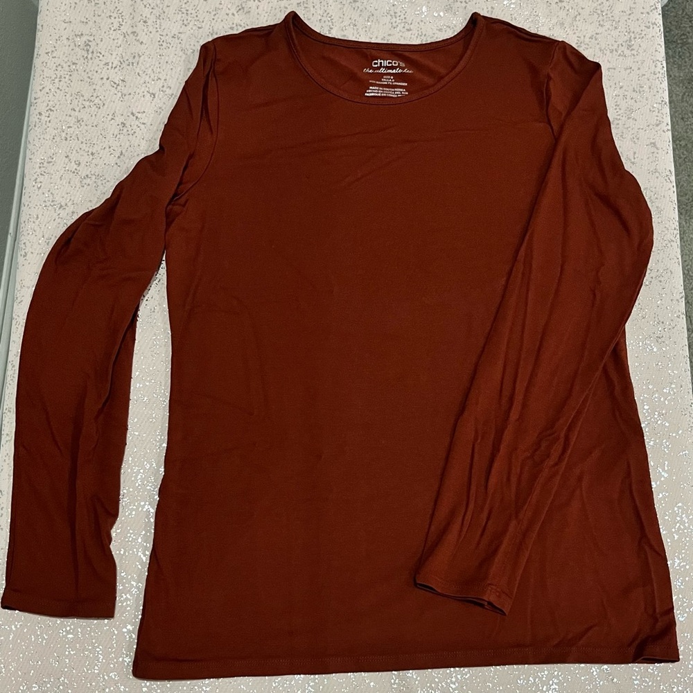 Chico's Rich Rust Long Sleeve Tee